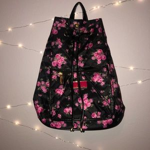 Floral printed drawstring backpack